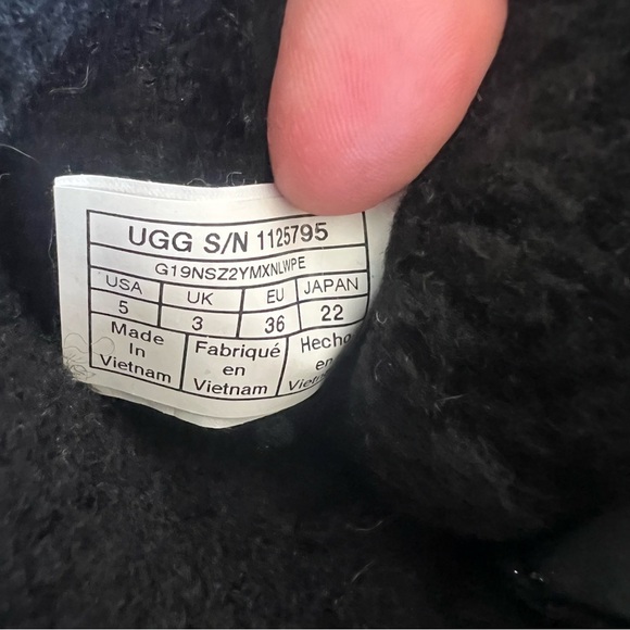 UGG Mini Bailey Bow Glimmer Plush Winter Boots Black Glitter Shimmer Size 5 GUC - Picture 13 of 14